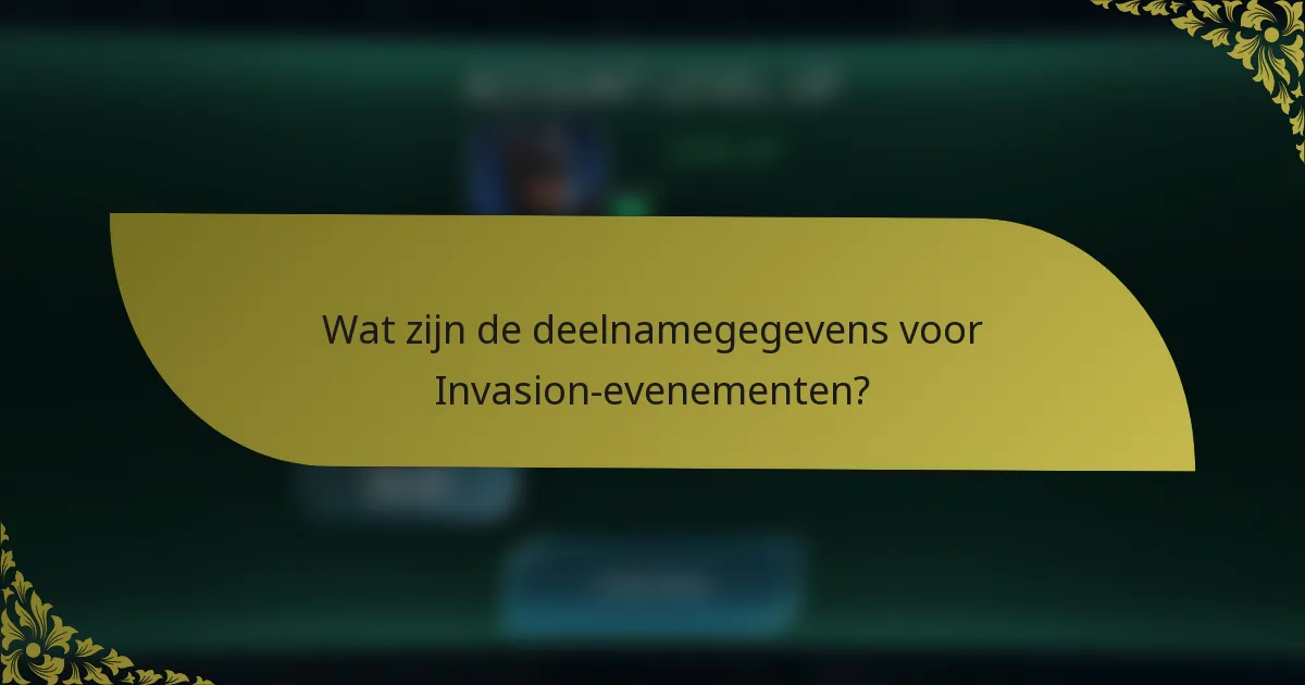 Wat zijn de deelnamegegevens voor Invasion-evenementen?